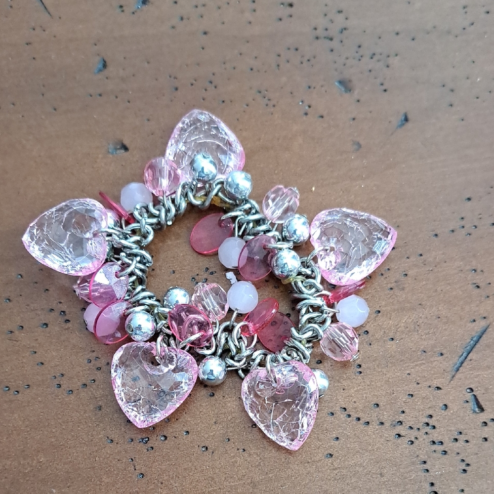 Source Unknown Pink Heart Charm Bracelet
